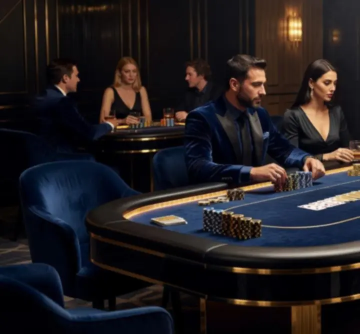 Ekskluzywny wieczór pokerowy przy eleganckim stole z żetonami i kartami