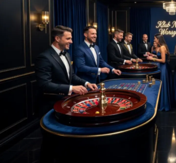 Stanowisko ruletki i blackjacka przygotowane na elegancki event