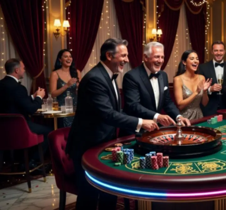 Stylowe przyjęcie prywatne w klimacie casino z mobilnymi stołami do gier